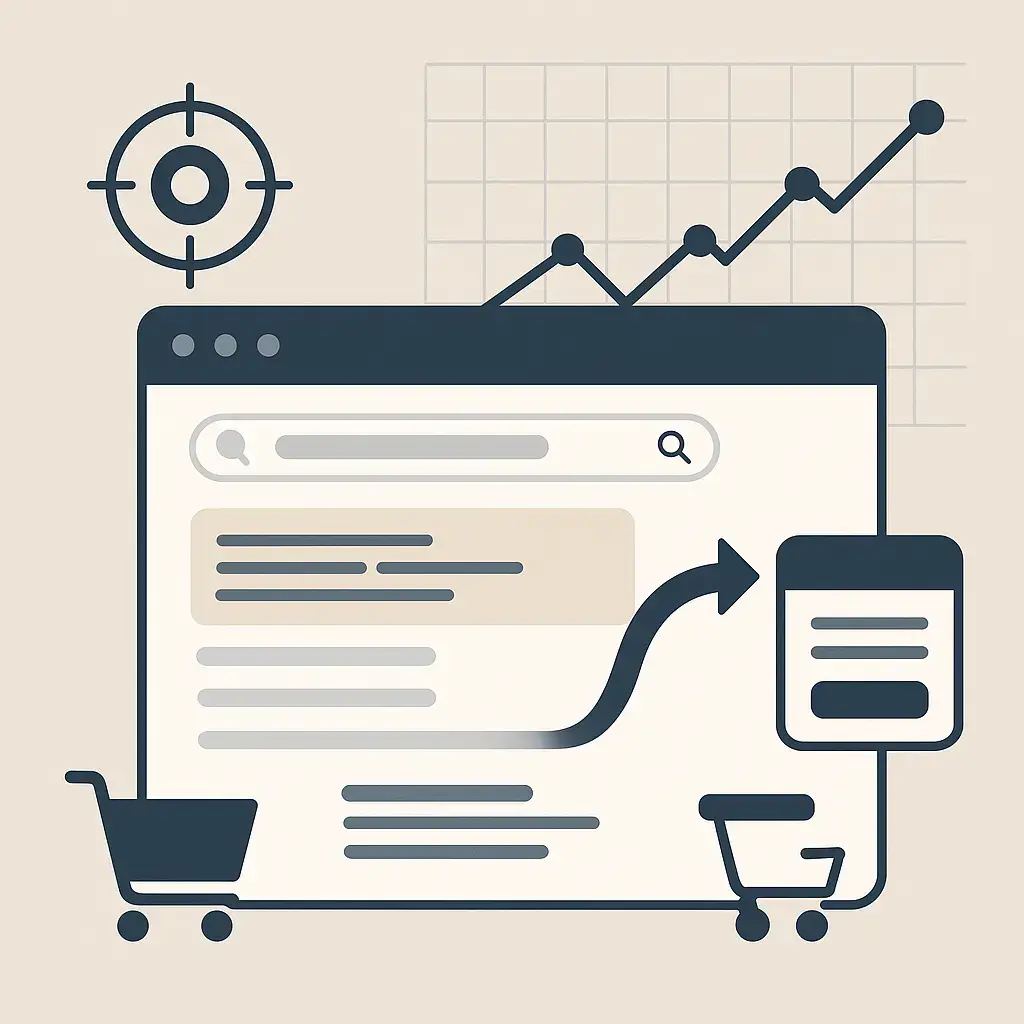 Illustration d’une campagne Google Ads performante, avec annonces visibles, ciblage précis et graphique de croissance.